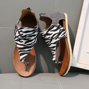 Kvinnor glider designer flip flops sandal sexig tjej leopard zebra orm hud slipper sandal lyx strand party klänning skor stor storlek EU35-43