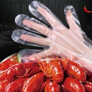 100Pcs = 1Bag Einweg HDPE Poly Handschuhe Polyethylen Food Service Einweghandschuhe Einheitsgröße Ungiftiger Poly Handschuhe für Catering