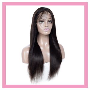 Cabelo humano peruano 13*4 peruca de renda sedosa cor natural reta viscura de 12-32 polegadas Parte grátis