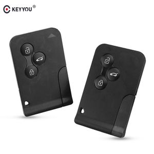 3 Button Smart Card For Renault Clio Logan Megane 2 3 Koleos Scenic Card Case Black Car Key Fob Shell With Small Key