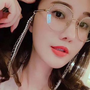 INS CH Three Links Glasses Hanging Chain Pearls Decoration Metal Lock Sunglasses Link 2 Colors 10pcs/lot