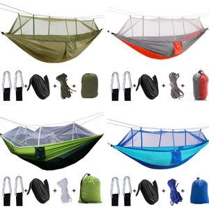 Myggnät hängmatta utomhus fallskärm camping hängande sovande säng swing sängar bärbara dubbla stolar