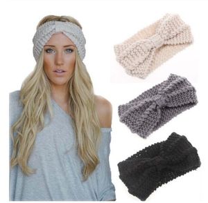 Zimowe cieplejsze ucho Dzianiny Pałąk Turban dla Lady Kobiety Szydełka Łuk Szeroki Rozciągliwy Hairband Headwrap Akcesoria do włosów GB1392