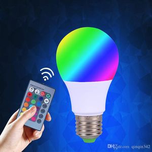 DHL E27 RGB LED Bulb 3W 5W LED Lamps Spot Smart Bulb led light bulbs RGB 24Key IR Remote Control Home Christmas Decoration