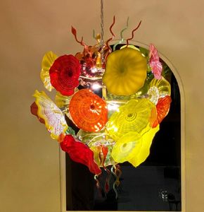 Flower Plates Pendant Lamp Home Design Hand Blown-Glass Chandeliers Lighting LED Murano Glass Art Chandelier Light