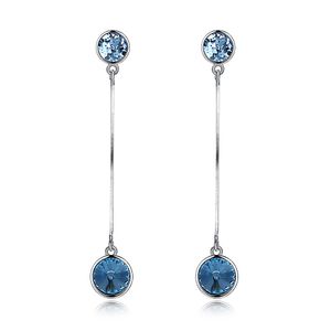 Rhodium vergulde oorbellen ronde patroon blauw kristal uit Swarovski elementen lange ketting Danglechandelier accessoires oorbel geschenken potala108