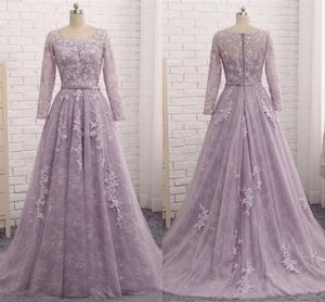 Lilac Lace Illusion Lace Formal Dresses Prom Dress Scoop See Though Back Ribbon Dresses Evening Wear Party Dress For Special Occasion Dress