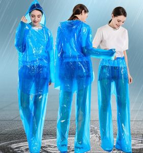 Geteilte Einweg-Regenmäntel PVC Einmal-Poncho Fahrt Motorrad Regenmantel Overalls Wasserdichte Regenhose Anzug Schutztuch GGA3367