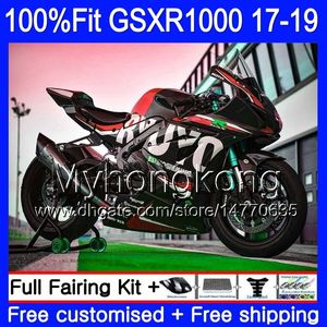 حقن لSUZUKI GSX R1000 K17 GSXR1000 GSXR 1000 أسود لماع 331HM.87 L7 L8 GSXR1000 GSXR1000 17 18 19 2017 2018 2019 OEM هدية