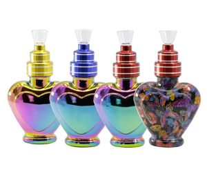 13.5CM butterfly pattern dazzling peach heart glass bottle pipe