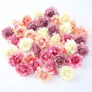 Artificial Flower 5CM Silk Spring Rose Head For Wedding Party Home Decoration DIY Wreath Gift Box Scrapbook Craft GB644