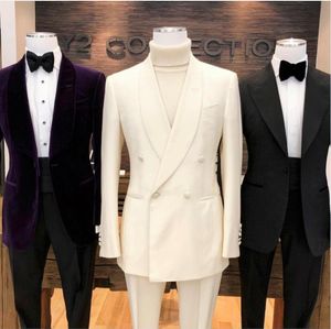 Casamento do marfim Smoking Para O Pai Do Noivo Vestidos Padrinhos de Melhor Homem Terno Ternos dos homens Noivo (Jacket + Calças) Convidado Do Partido Do Convidado YY69