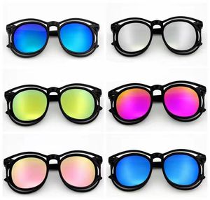 24 st söta barn solglasögon reflekterande skugga barn retro mode designer stor ram solglasögon kvinnlig svart solglasögon oculos 1377