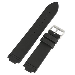 Högkvalitativ 22 mm läderrem svart blått klockband Naturliga träklockor Ersättningsnålsspänne Tvådelat armband