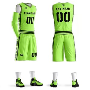 Personalisierte Männer Frauen Basketball Trikots Sets Uniformen Hemden Shorts Sport Kleidung Atmungsaktive Seitentasche Anpassen Druck