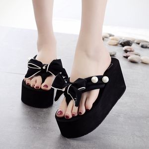 Hot Sale-2018 New Shoes Woman Summer Flip Flops Super High Heel Wedges Women Slippers Ladies Designer slides platform shoes terlik