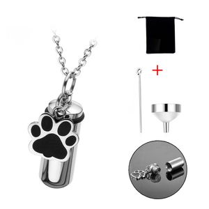 Cane Paw Pet Cremation Ciondolo Collana in acciaio inox Memorial Ash Urn Jewelry Keepsake Charm Incisione personalizzata