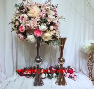 Novo estilo de venda Barato, ouro mental Flor Bacia Centrais Candelabros Mesa de Casamento Decorações decor168