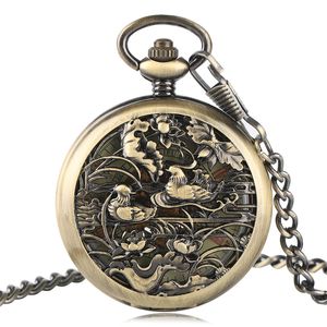 Retro Classic Hollow Case Case Mandarin Pocket Watch Skeleton Автоматические механические часы для мужчин Женщины подвесной цепь подвесной цепь римская номера подарок