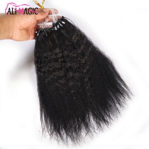 Novo Produto Kinky Curly Micro Loop Extensão de cabelo Micro Remy Cabelo Humano 12-26inch 0.7g 1G 100Strands Ali Magic Factory Outlet barato