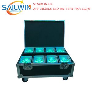 8x Parti x18w in1 Rgbaw UV batteridriven app WiFi DJ Smart LED par CAN CALLE LIGHT WITH In1 Laddning Flight Case