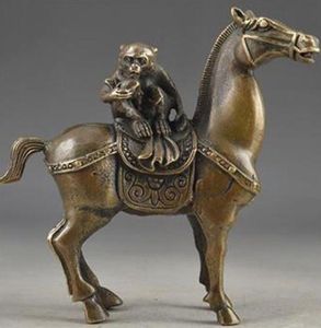 Wholesale vintage brass horse resale online - China Vintage Brass Handwork Hammered The Monkey Riding Horse Lucky Statue