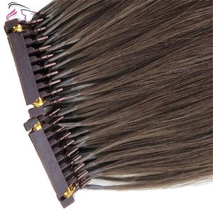 Nowe produkty do włosów Dostępne kolor 6D Human Hair Extensions #4 Podświetlanie 25 Gramy/torba można zaprojektować z żelazem dla kobiet