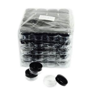 Kontenery kosmetyczne Słoiki z czarnymi pokrywkami Plastikowa makijaż Próbki Pojemniki BPA Free Pot Słoiki 3G 5G 10G 15G 20 gram