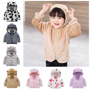 Säuglingsbabykleidung Fleece Kleinkind Jungen Mantel massive Neugeborene Mädchen Kapuzejacke warmes Kleinkind überpasst Boutique Baby Kleidung 12 Farben DW4204