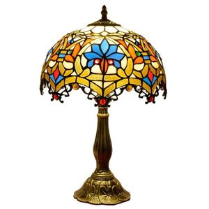 European Mediterranean Creative Retro Stained Glass Tiffany Table Lamp Living Dining Room Bedroom Desk Light Fixture