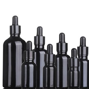 10 ml, 15 ml, 20 ml, 30 ml, 50 ml, 100 ml, leere Tropfflasche aus schwarzem Glas für ätherische Öle, kosmetische Verpackungsbehälter