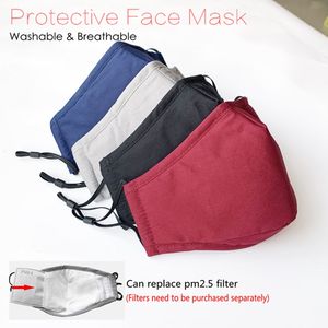 Маска для лица моющийся многоразовый маска для лица Anti-Dust Хлопок ушной Mouth Маски дышащий против пыли Защитные Черный Синий Серый HHA1385