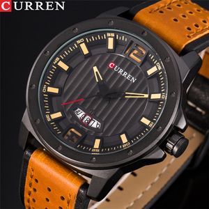 Cwp 2021 CURREN Fashion Design Casual Quartz Men Watches Leather Strap Male Clock Display Date Black Wrist Watch Montre Homme