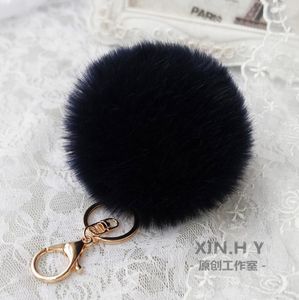 Rabbit Fur Soft Plus Pompom Keychain Keyring Ball Real Fur Soft Fluffy Charm Dangle Car Pendant Decor295l