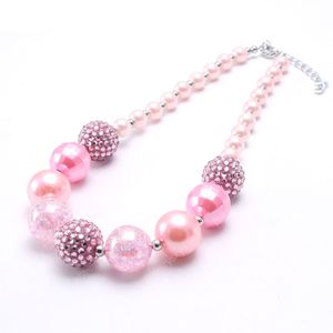 hot sale chunky baby girls bubblegum necklace diy jewelry handmade pink beaded gumball necklace kids children gift