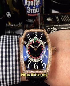 Günstige neue 8880 Vegas Casino russische Plattenspieler schwarzes Zifferblatt automatische Herrenuhr Roségold Gehäuse Diamant Lünette Lederarmband Uhren 8 Farbe M12