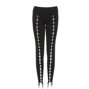 Leggings Pants Bandage Women Spring Black Slim Lace-Up Streetwear Skinny Fashion Sexy Casual Harajuku Goth Pants
