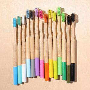 Adult Bamboo Toothbrush Round Handle Travel Toothbrushes For Oral Care Tools Bath Hotel Supplies