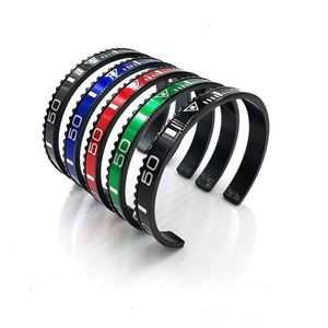 Charms Black Plated Speedometer Dia Men Cuff Pulseira Bangles em Aço Inoxidável 316L Velocímetro Bisel Pulseira Masculina Jóias