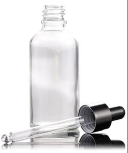 Großhandel klare 5 ml 10 ml 15 ml 20 ml 30 ml 50 ml 100 ml Glasflaschen ätherisches Öl kosmetische Hautpflege Glasflaschen mit schwarzem Tropfverschluss