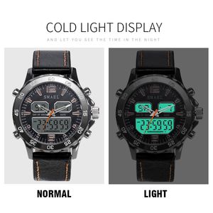 Sportklockor Vattentät äkta dual Display Quartz Wristwatchescool Man Clock Fashion Smart Digital Watch Led Men 1281251H