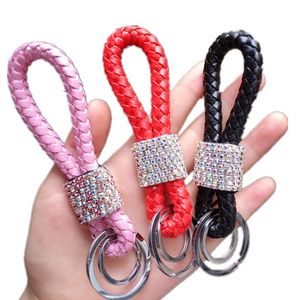 New Creative Rhinestone Keychain Car Key Pendant Double Ring Men And Women Waist Chain Ring Couple Charm Keyring Holder
