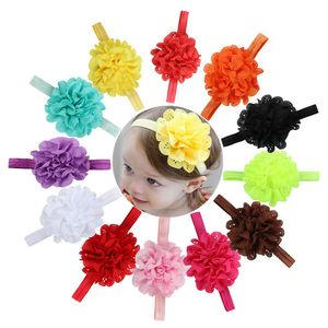 12 Farben gemischt große Blumen Stoff Stirnbänder Baby Kinder elastische Kinder Haarschmuck