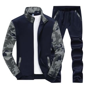 Herren-Sport-Set mit Retro-Nähten, lässig, Stehkragen, bedruckt, langärmelig, schlanker Herrenanzug, Strickjacke, M-4XL