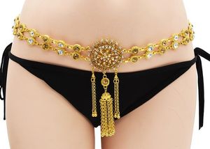US Warehouse Goldlegierungsset mit Diamantanhänger Taillenkette Bikinikette Körperkette Trend Damenaccessoires Damenschmuck Geschenk 4324