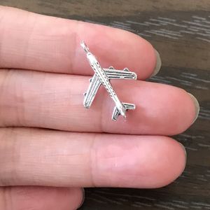 DIY Smycken Clip on Charm Dingle Charms Antik Silver Tone Airplane Charm för armband Halsband Örhängen Dragkedja Nyckelringar