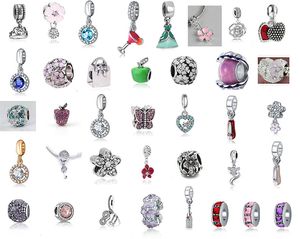 À VENDA Fit Pandora Charm Bracelet 200pcs mix Prata Esmalte Charms Pingente Conta 925 Prata Pendente Jóias DIY Colar de Corrente de Cobra Europeia