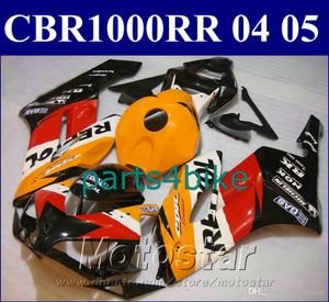 Lägsta Pris Fairing Kit för Honda Original Mold Fairings CBR1000 RR 2004 2005 Orange Röd Repsol Motorcykel Delar 04 05 CBR1000RR SL27