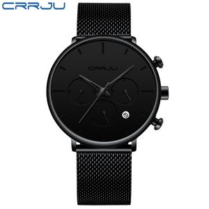 CRRJU Sports Mens Relógios Top Marca Luxo À Prova D 'Água Esporte Assista Homens Ultra Fino Dial Quartz Relógio Casual Relogio Masculino 210517