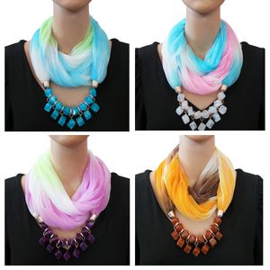 Atacado New Fashion Mulheres Estilo Étnico Beads Pingente Cachecol Colar Lenço Envoltório Cachecóis para Senhoras Lenço Nacional Das Mulheres Acessórios